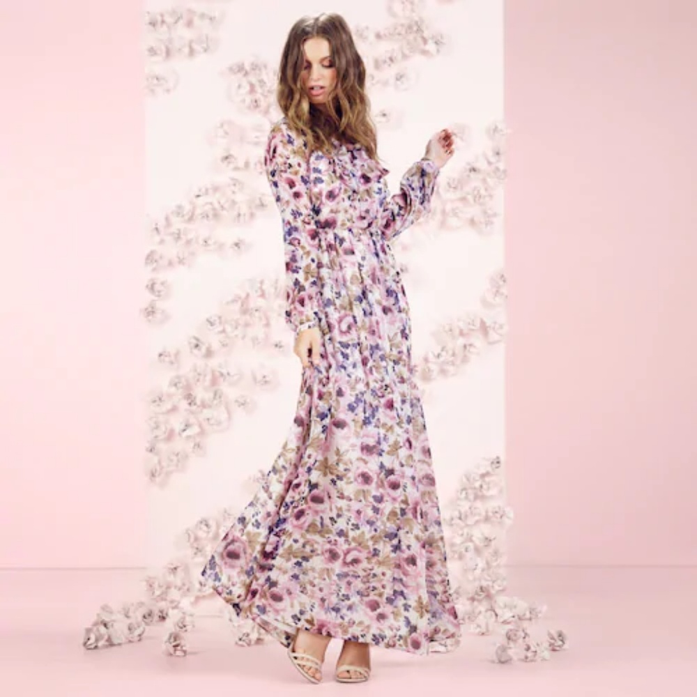 NWOT Lauren Conrad Sz 4 Floral Peasant Maxi Dress